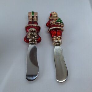 Set of 2 Towle Silversmiths Santa Clause Stainless Steel‎ Christmas Spreaders